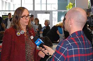 APEGS 30 by 30 Task Group Chair Margaret Anne Hodges, P.Eng., FEC talks to local media