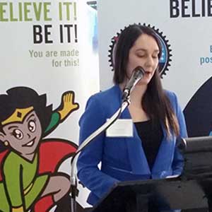 Engineering student Nicole Barber brings greetings