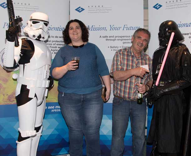 Attendees enjoy “May the fourth be with you” hijinks at the welcome event.